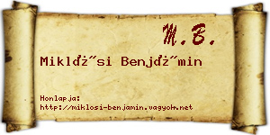 Miklósi Benjámin névjegykártya