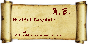 Miklósi Benjámin névjegykártya